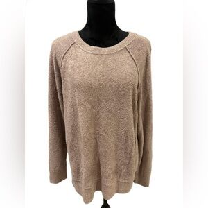 Barefoot Dreams Cozychic Lite Beige Crew Neck Sweater- extra large